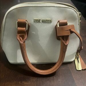 Steve Madden White and Brown Mini Bag